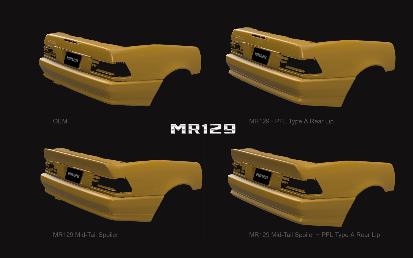 MR129 Pre-facelift PFL Type_A Rear Lip with Mid-Tail Spoiler R129 mercedes amg duck tail ducktail