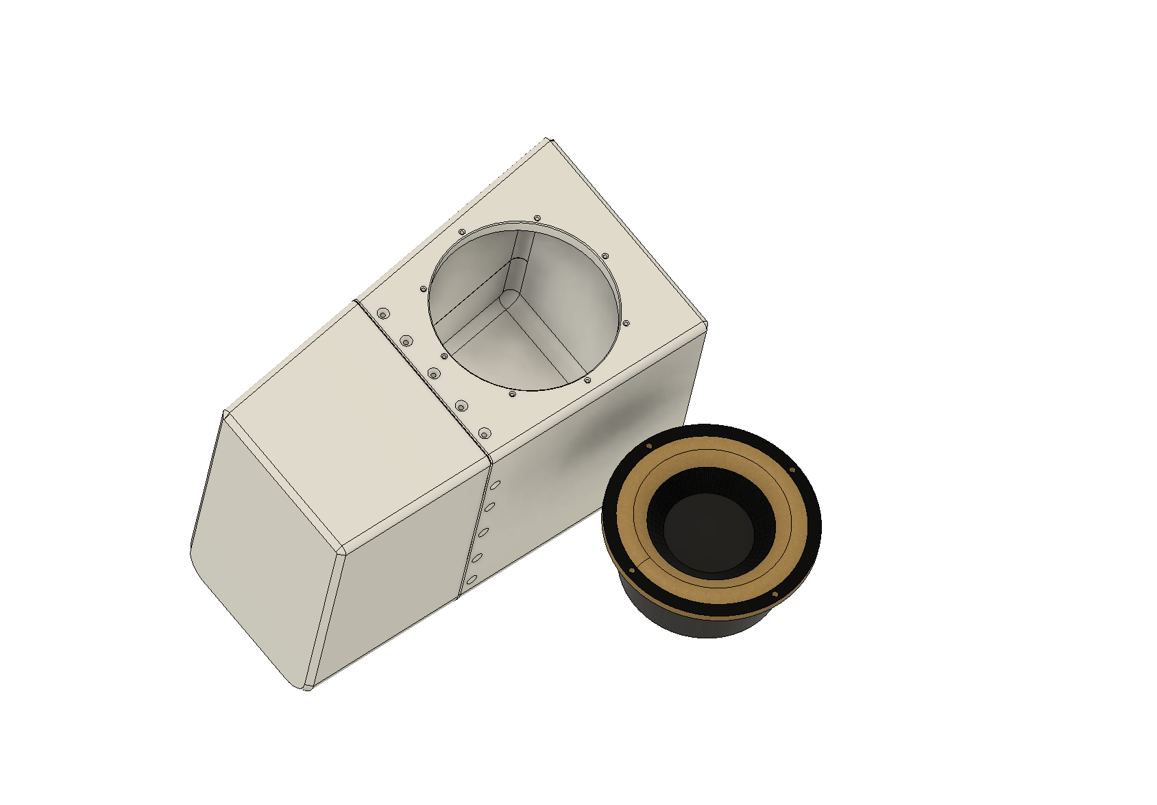 Mercedes R129 subwoofer, R129 trunk subwoofer enclosure, Mercedes SL sealed sub box, R129 audio upgrade, 6.5 inch subwoofer box, R129 STL file, Mercedes SL 3D printed subwoofer enclosure, R129 digital download, custom trunk sub box Mercedes, CD changer subwoofer mount, hidden subwoofer enclosure R129, Mercedes SL bass upgrade, 3D print car audio, sealed subwoofer enclosure STL, R129 speaker box