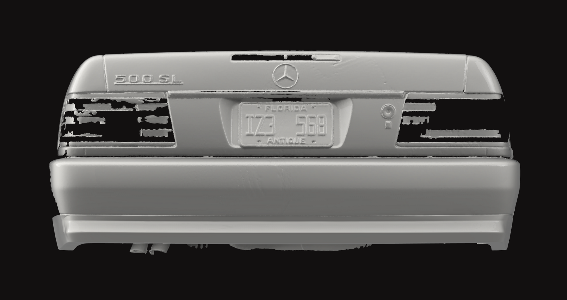 MR129 Pre-facelift PFL Type_A Rear Lip with Mid-Tail Spoiler R129 mercedes amg duck tail ducktail