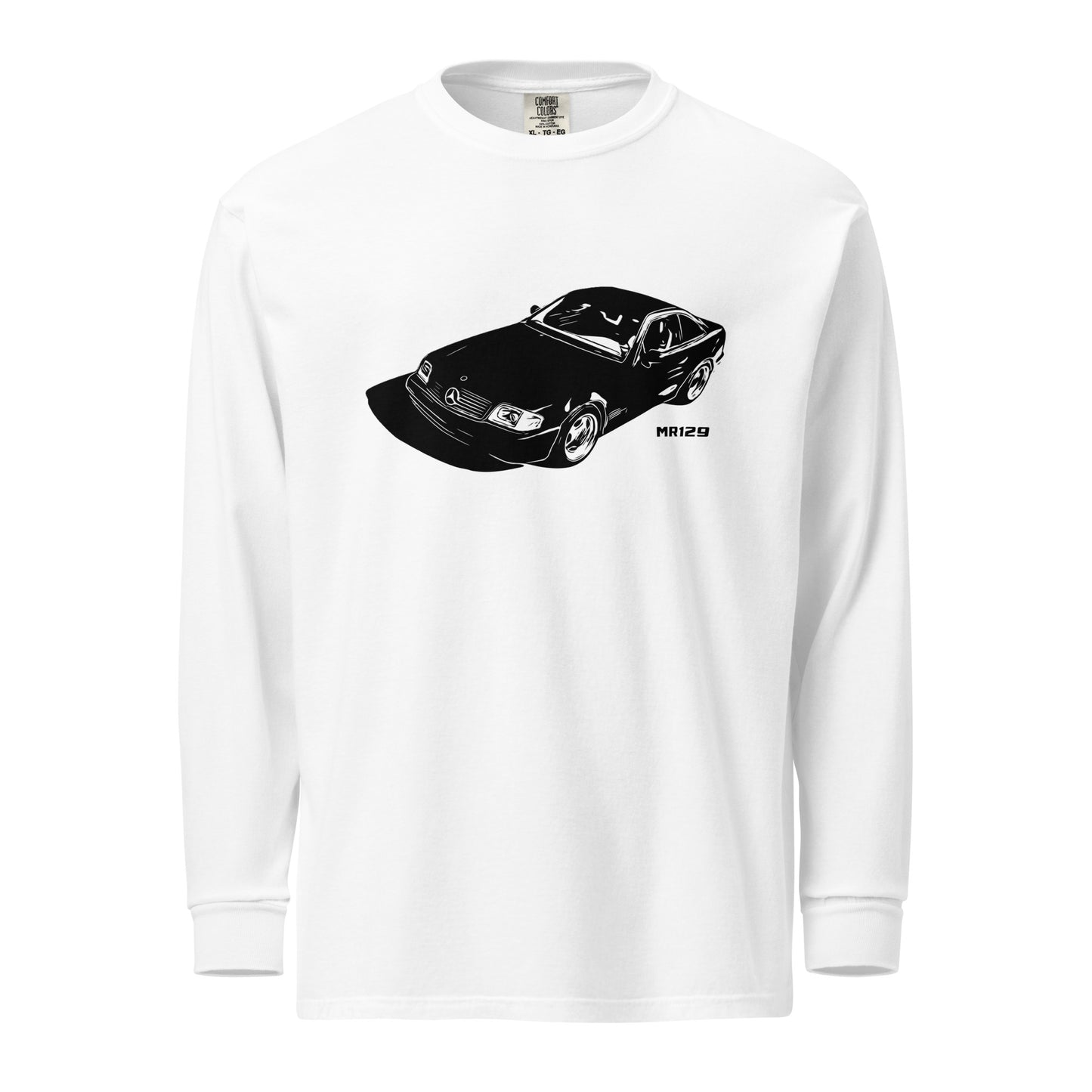 MR129 R129 Heritage Long Sleeve Product mockup white long sleeve t shirt