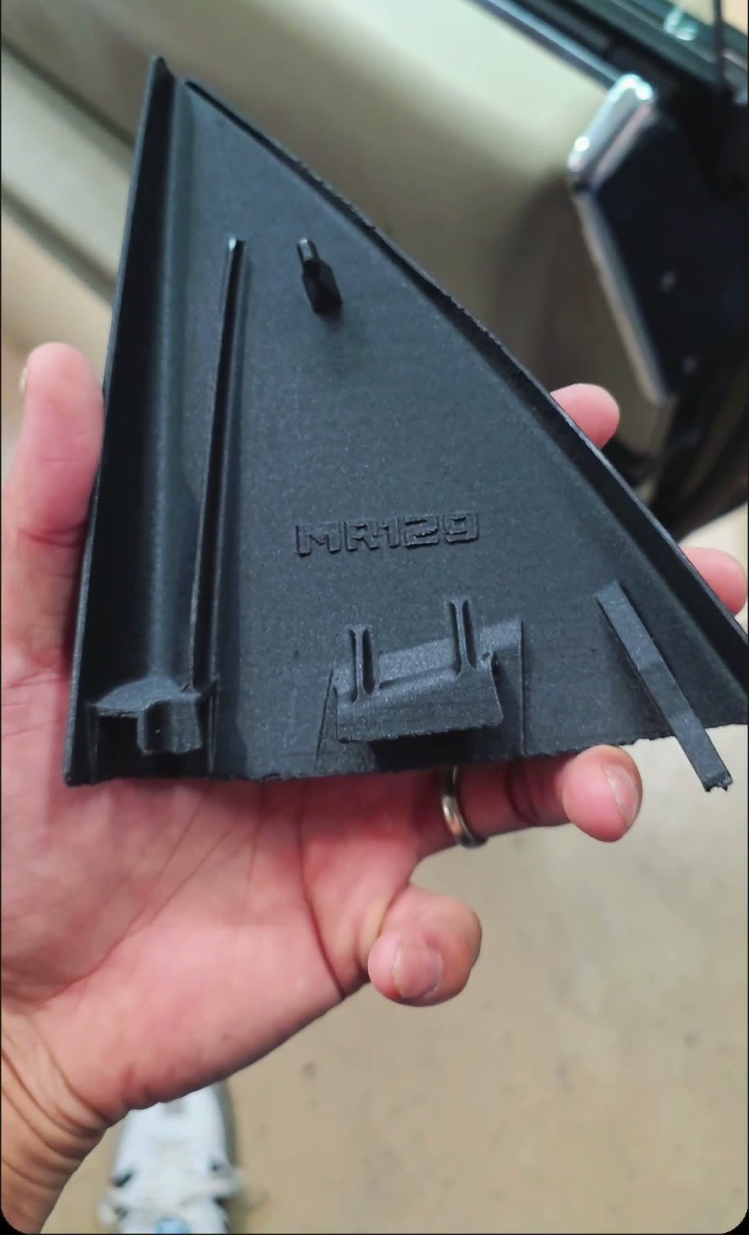 MR129 Mirror Triangle - 3D printed replacement part with embossed MR129 logo