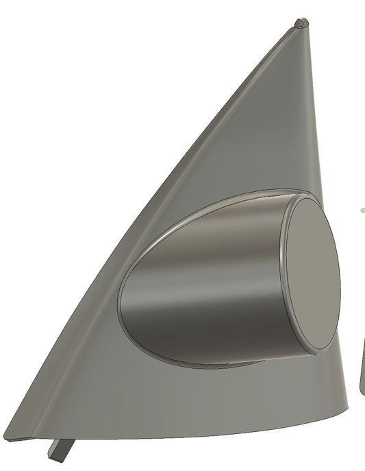 MR129 Mirror Triangle Tweeter Mount for Mercedes R129 - angled 60mm pod, side view